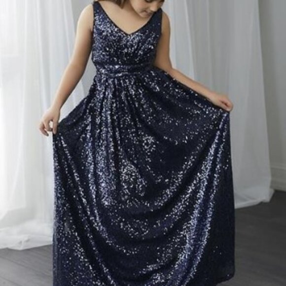 NWT Claret Red sequined long dress, sz 10 (girl) - Picture 3 of 8